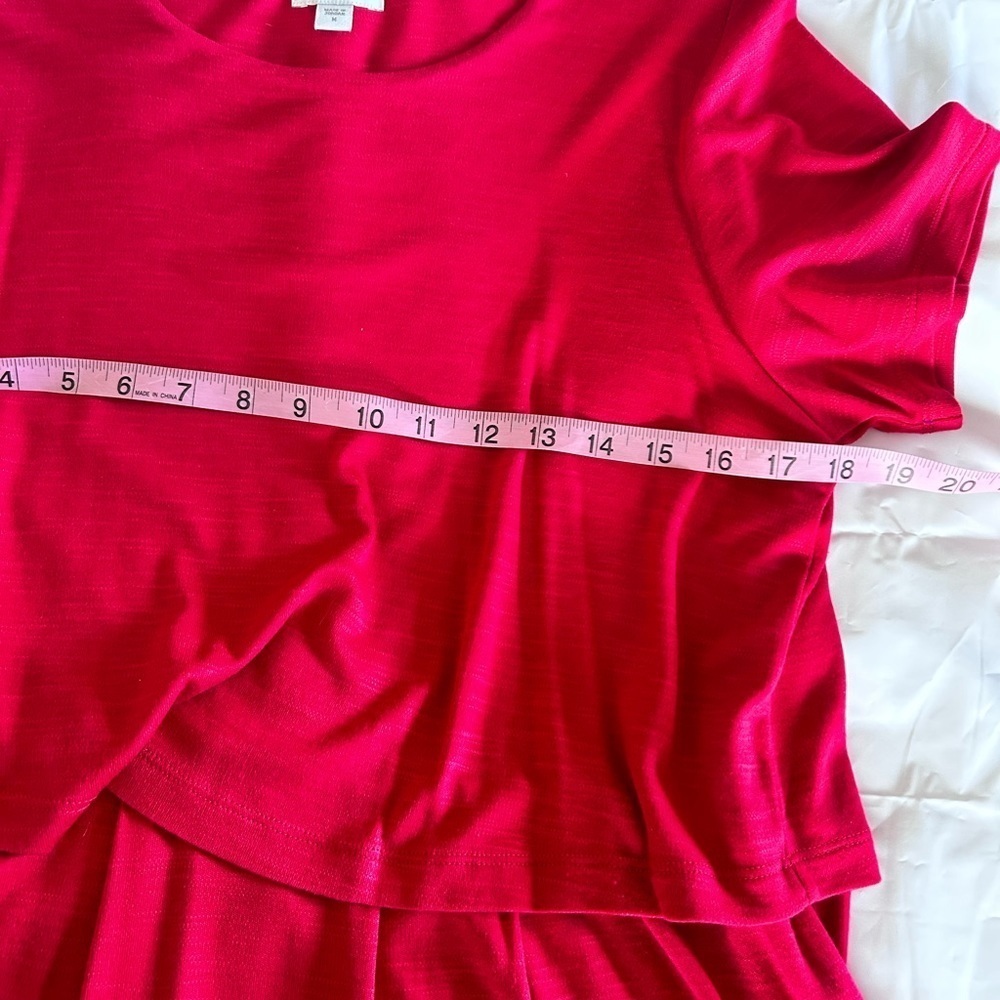 J. JILL Jersey Knit Layered Short Sleeve Sangria Dress Pockets Red Size Medium - Picture 9 of 11